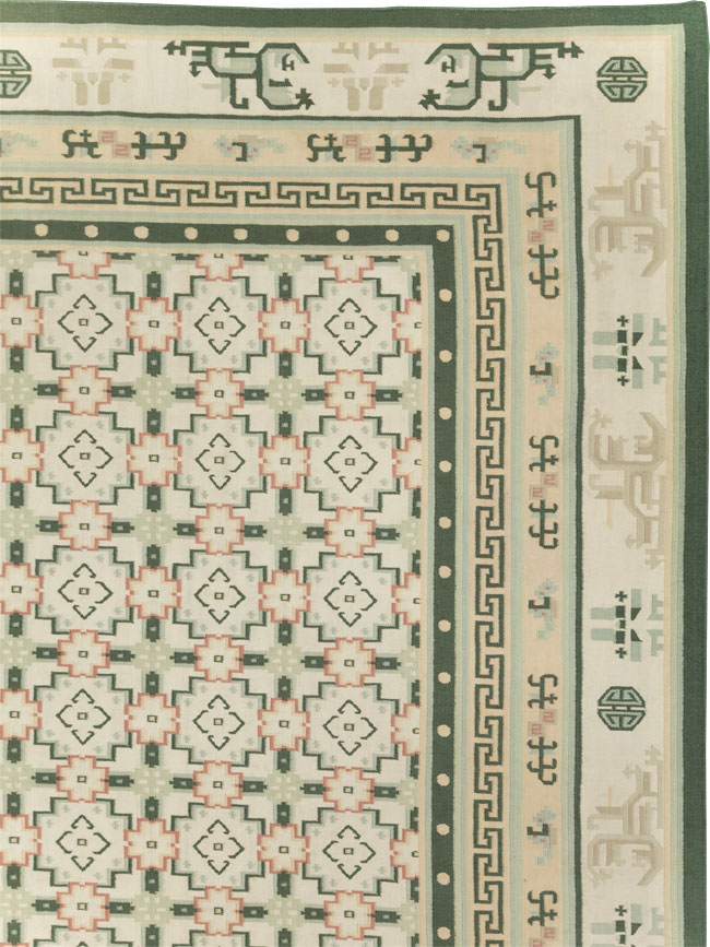 Large Vintage Indian Dhurrie Flatweave Carpet, No.29705 - Staging