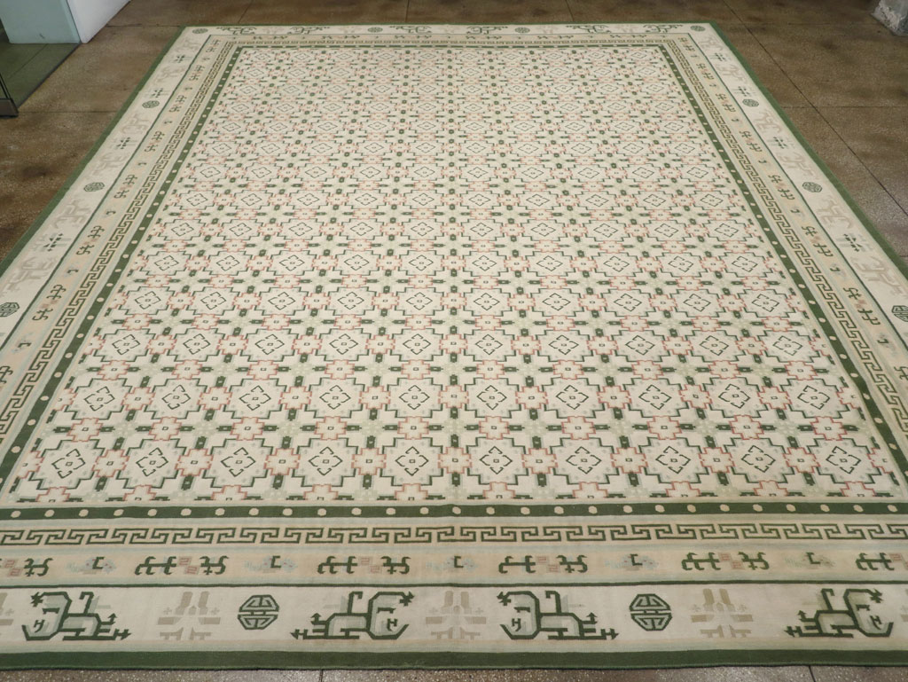Large Vintage Indian Dhurrie Flatweave Carpet, No.29705 - Staging