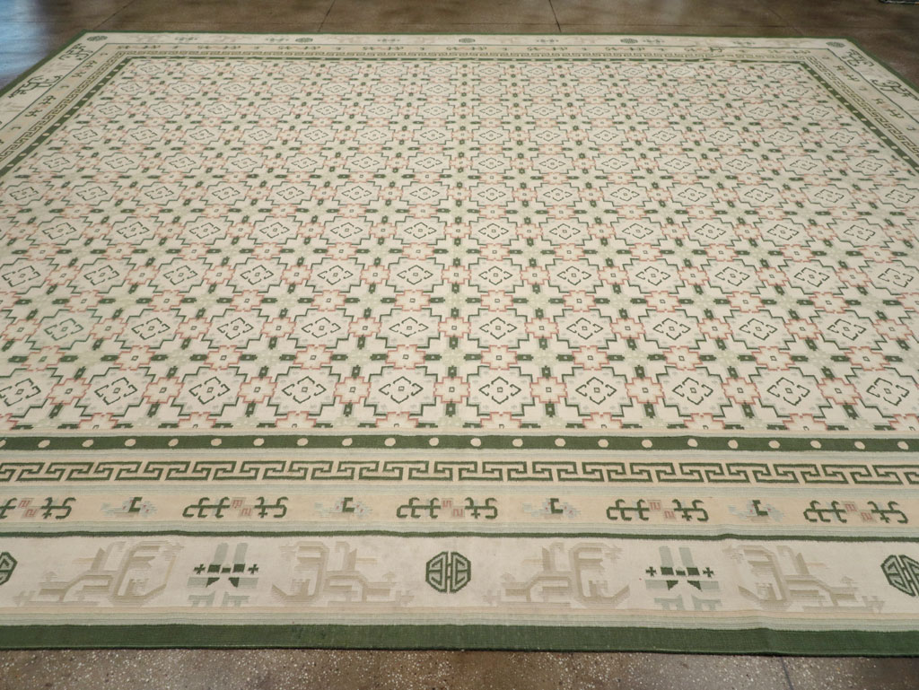 Large Vintage Indian Dhurrie Flatweave Carpet, No.29705 - Staging