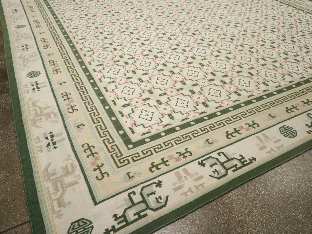 Large Vintage Indian Dhurrie Flatweave Carpet, No.29705 - Staging