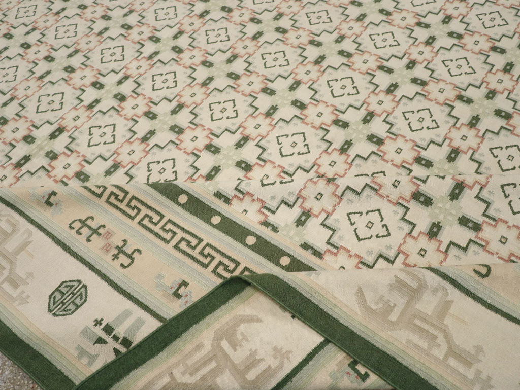 Large Vintage Indian Dhurrie Flatweave Carpet, No.29705 - Staging