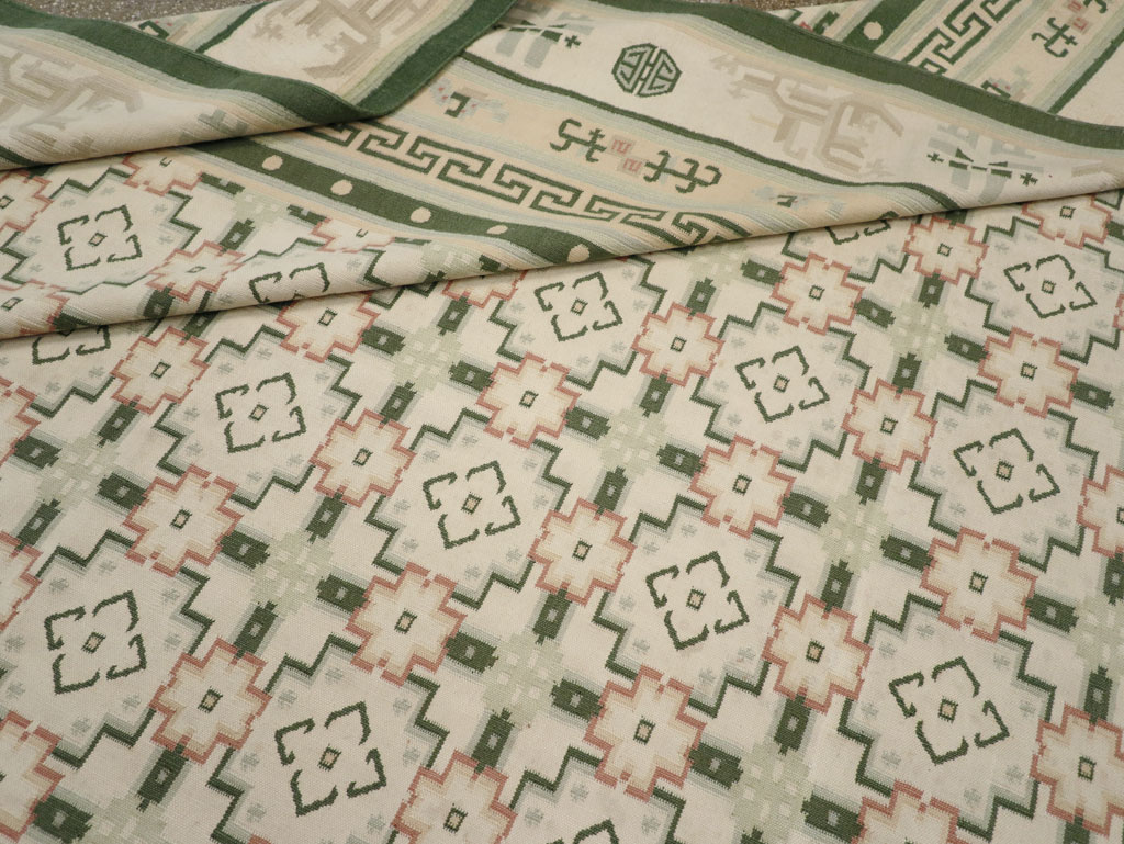 Large Vintage Indian Dhurrie Flatweave Carpet, No.29705 - Staging