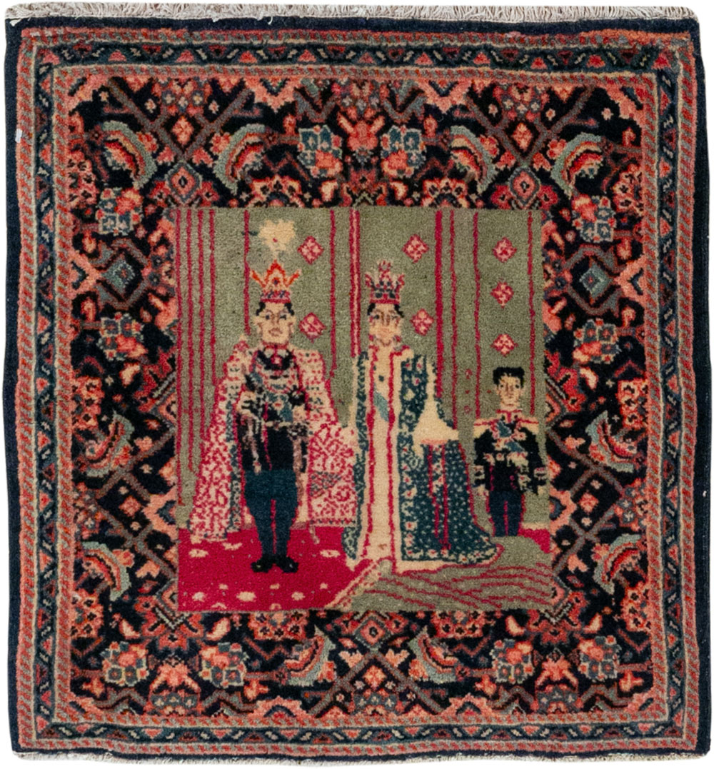 Antique Persian Sarouk Pictorial Rug, No.29734 - Staging