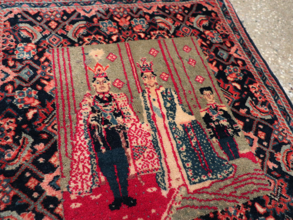 Antique Persian Sarouk Pictorial Rug, No.29734 - Staging