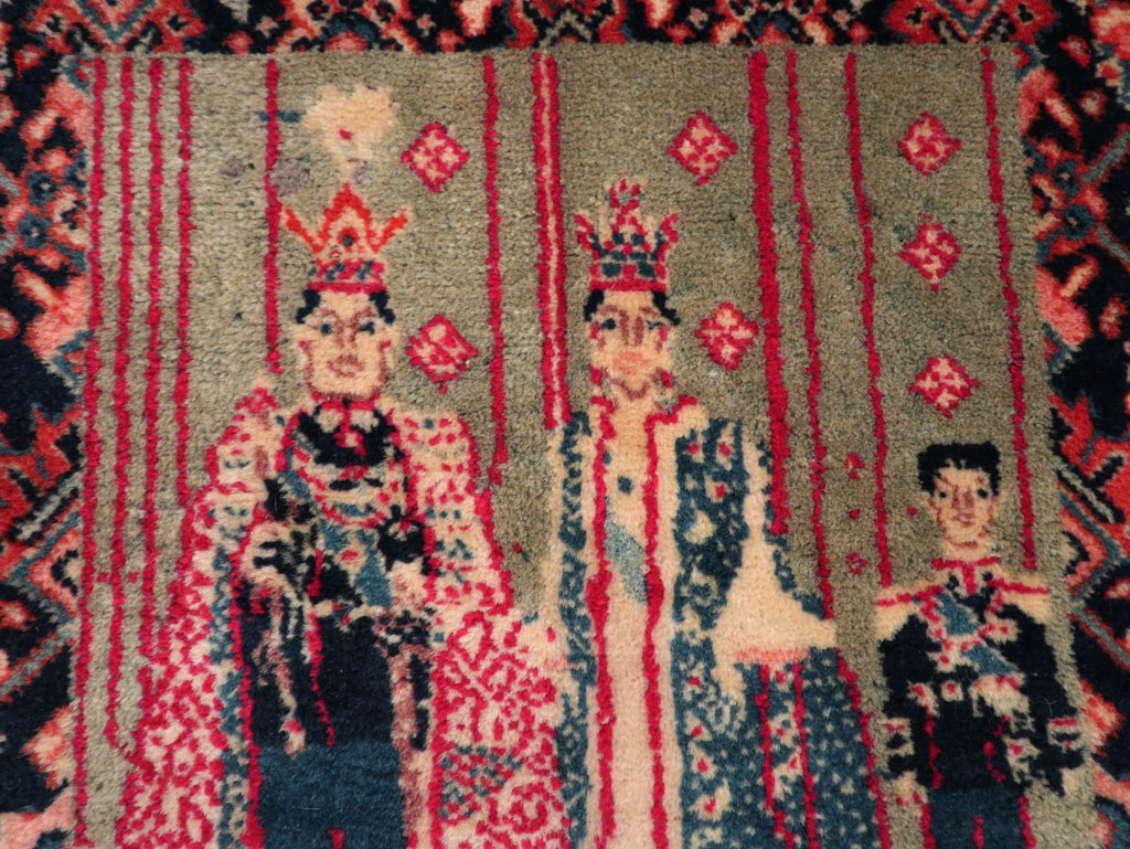 Antique Persian Sarouk Pictorial Rug, No.29734 - Staging