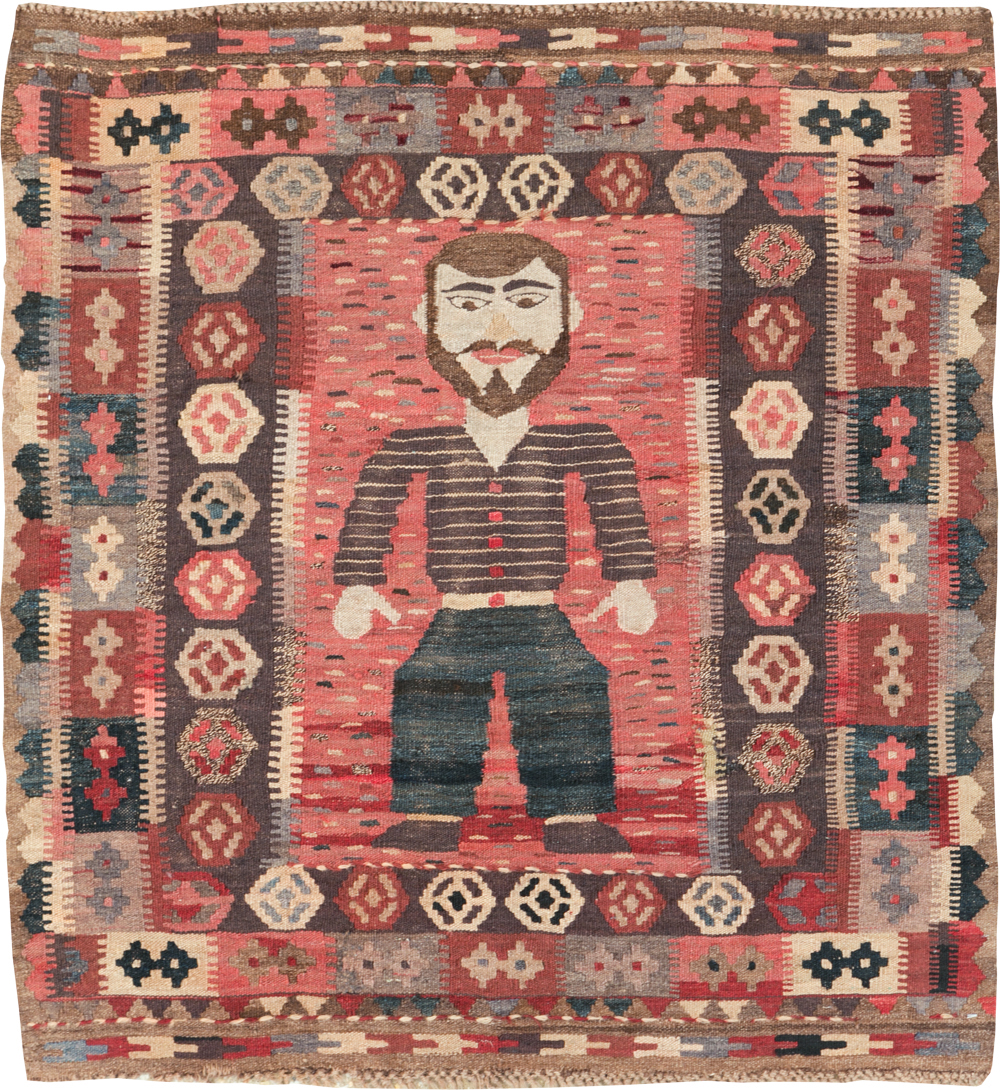 Vintage Turkish Pictorial Flatweave Kilim, No.29735 - Staging