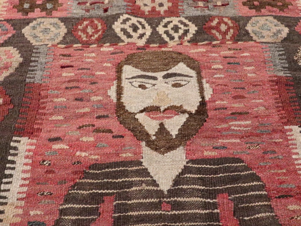 Vintage Turkish Pictorial Flatweave Kilim, No.29735 - Staging