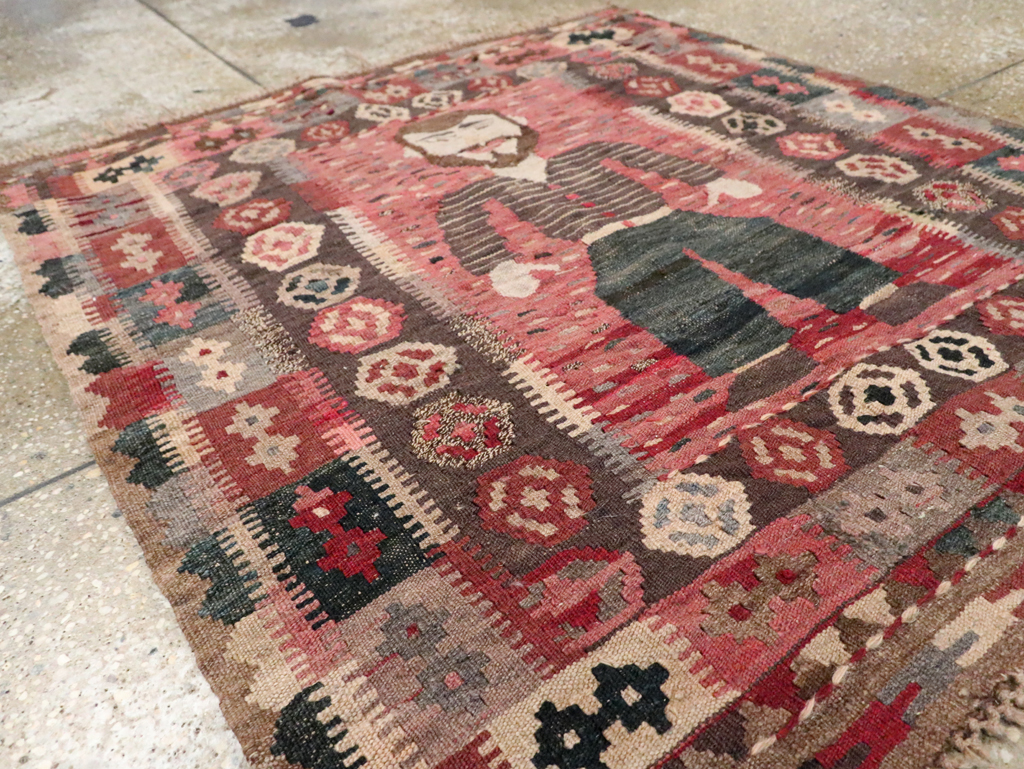 Vintage Turkish Pictorial Flatweave Kilim, No.29735 - Staging