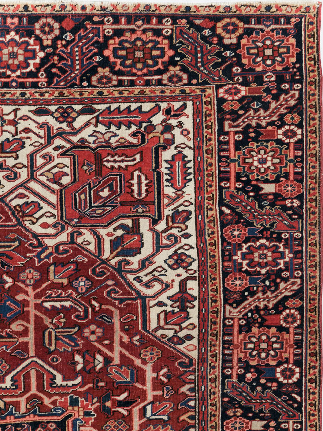 Vintage Persian Heriz Room Size Carpet, No.29742 - Staging