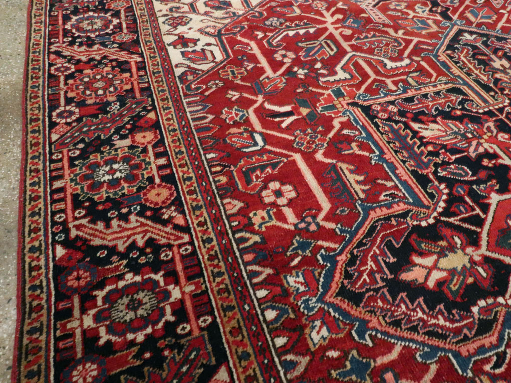 Vintage Persian Heriz Room Size Carpet, No.29742 - Staging