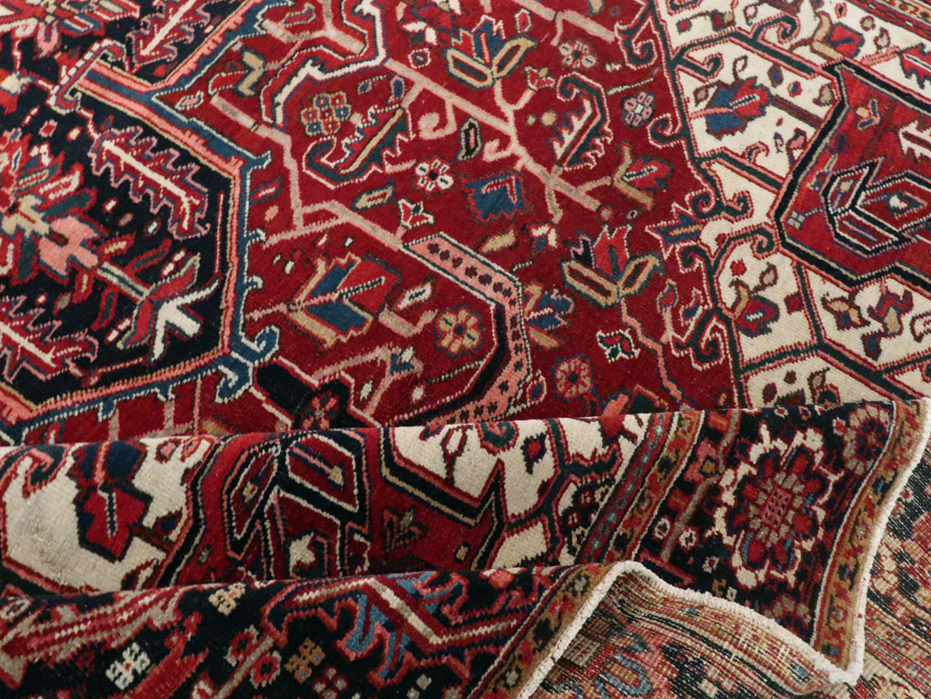 Vintage Persian Heriz Room Size Carpet, No.29742 - Staging
