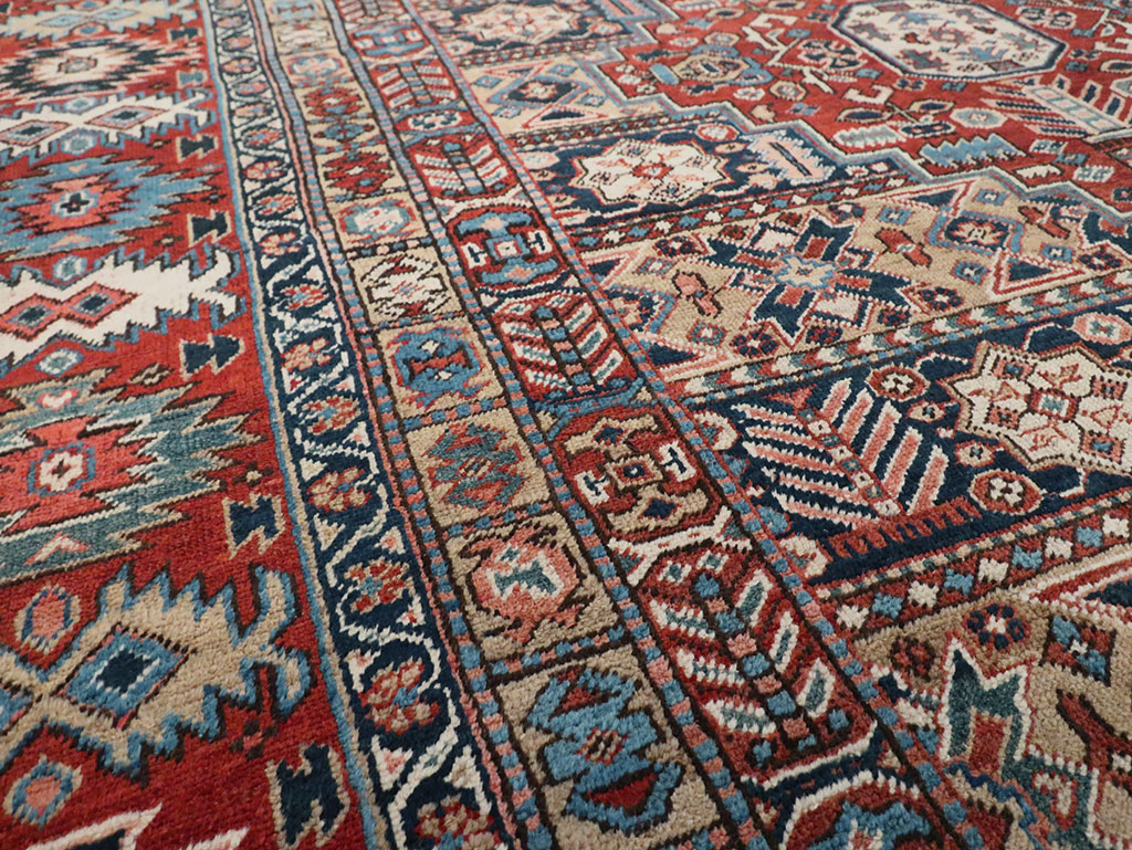 Antique Persian Heriz Room Size Carpet, No.29743 - Staging