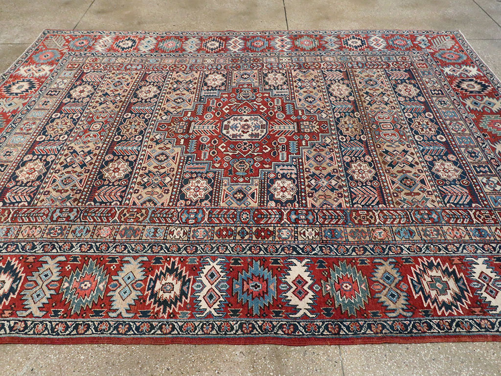 Antique Persian Heriz Room Size Carpet, No.29743 - Staging
