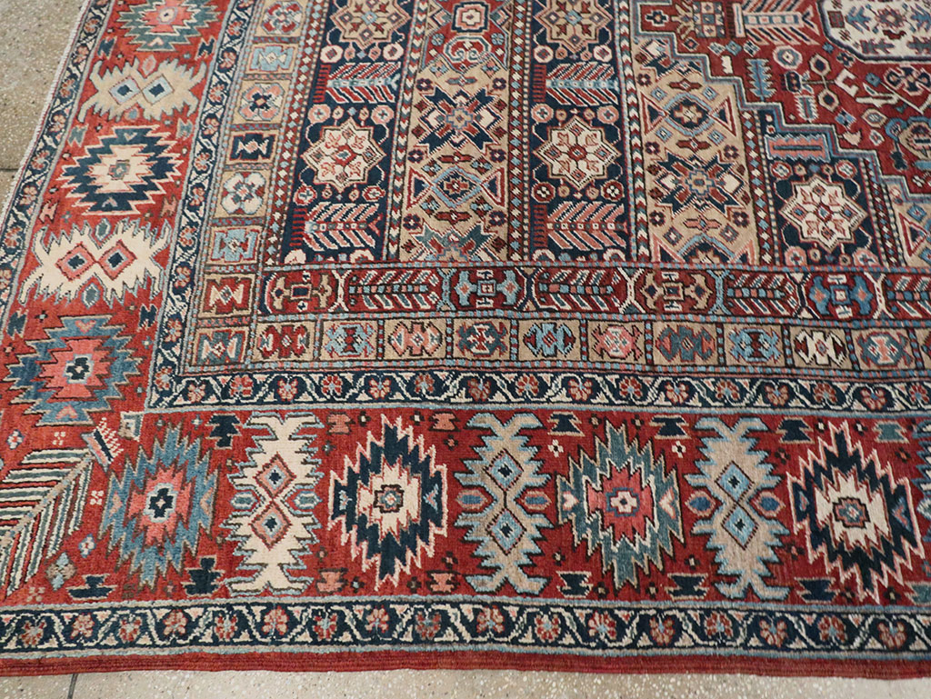 Antique Persian Heriz Room Size Carpet, No.29743 - Staging