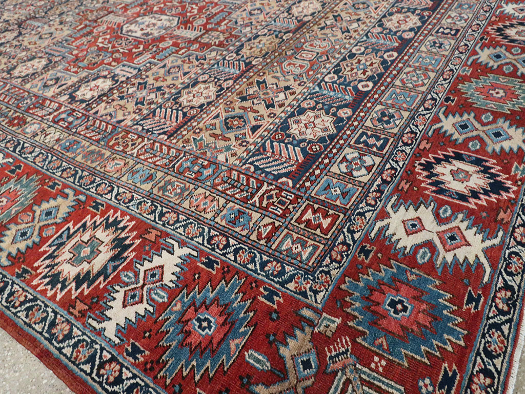 Antique Persian Heriz Room Size Carpet, No.29743 - Staging