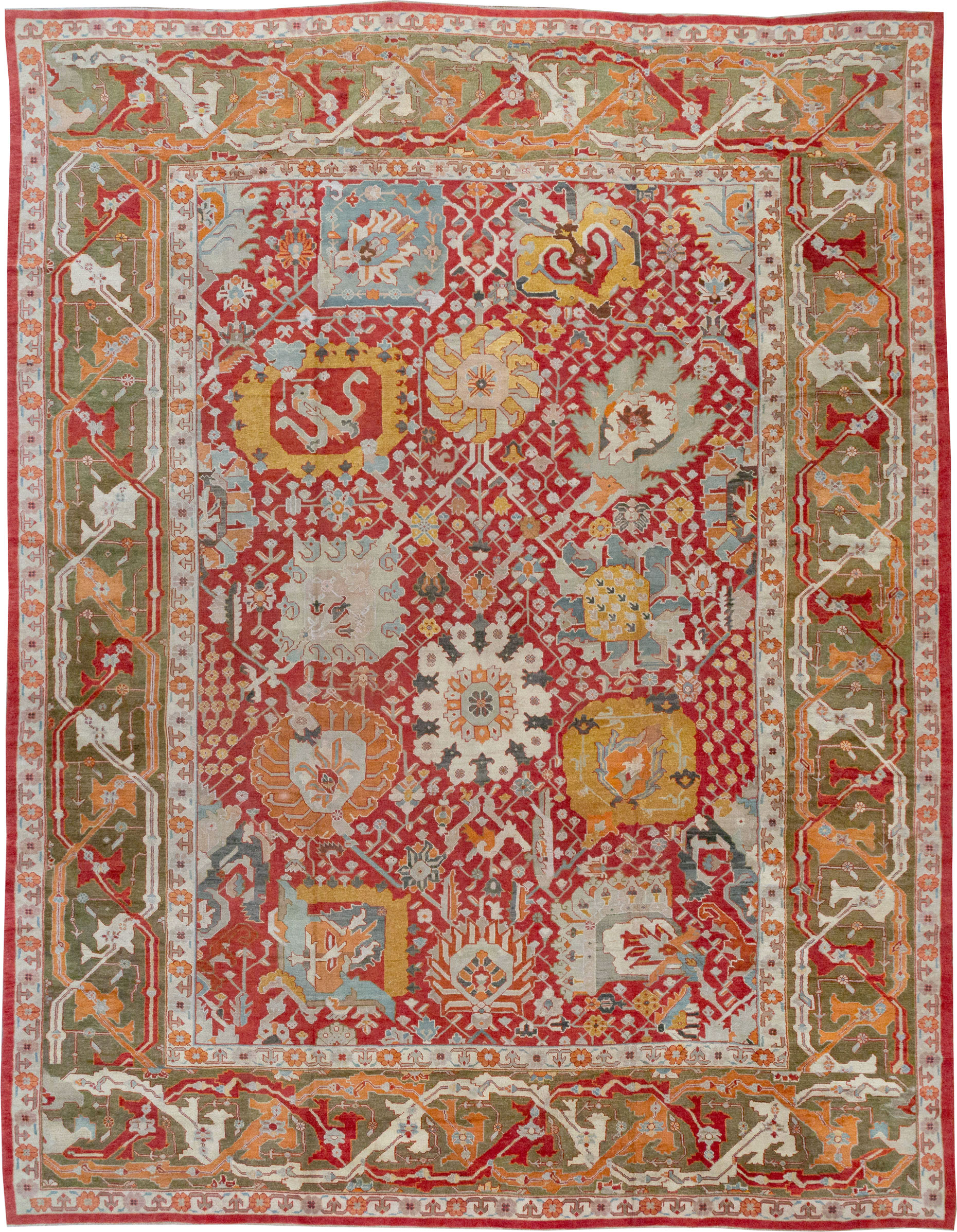 Antique Turkish Oushak Oversize Carpet, No.29744 - Staging