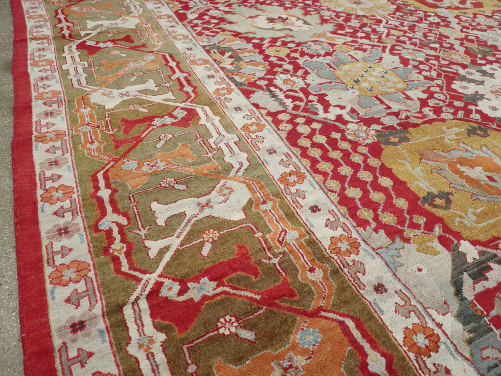 Antique Turkish Oushak Oversize Carpet, No.29744 - Staging