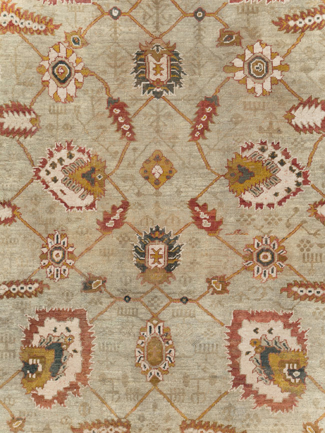 Vintage Turkish Oushak Carpet, No.29748 - Staging