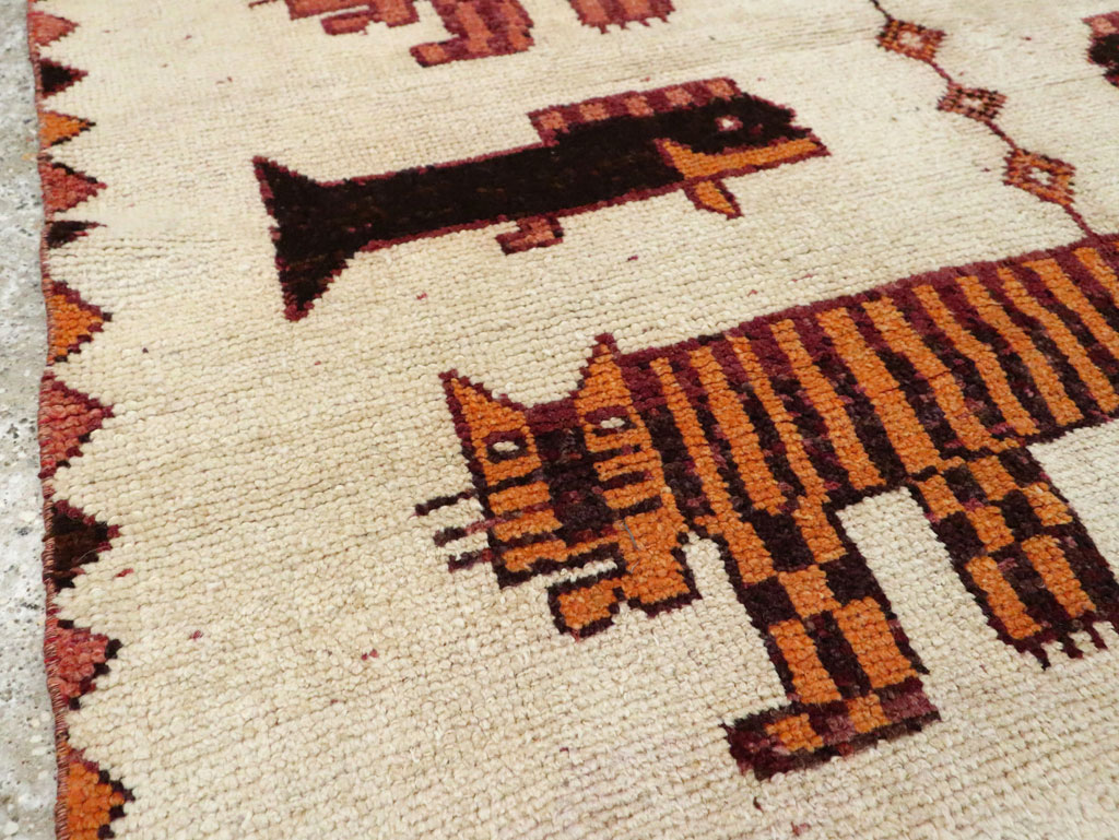 Vintage Persian Bakhtiari Pictorial Accent Rug (Pair: 1 of 2), No.29752 - Staging