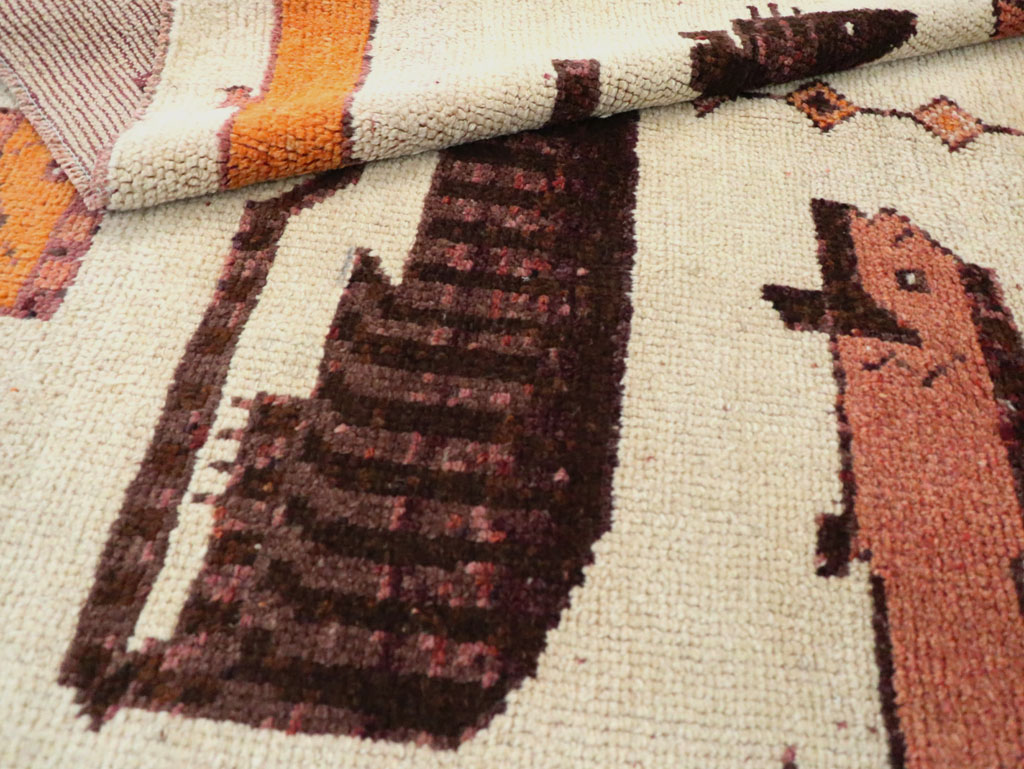 Vintage Persian Bakhtiari Pictorial Accent Rug (Pair: 1 of 2), No.29752 - Staging