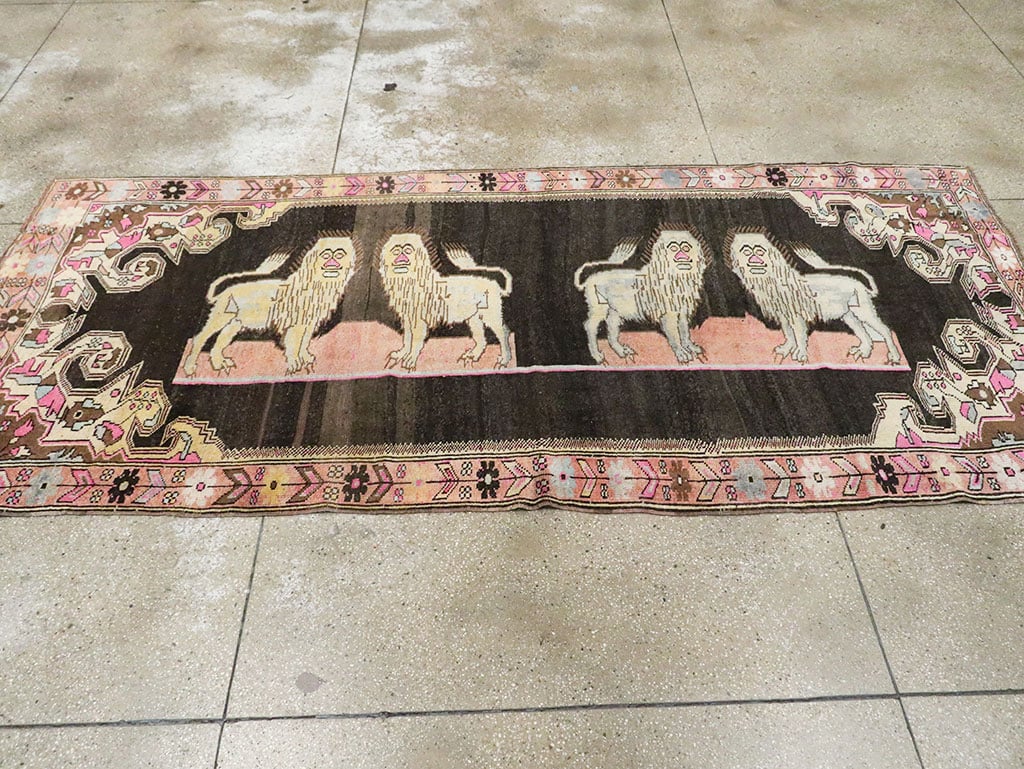 Vintage Pictorial Karabagh Rug, No.29756 - Staging