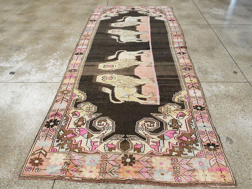 Vintage Pictorial Karabagh Rug, No.29756 - Staging