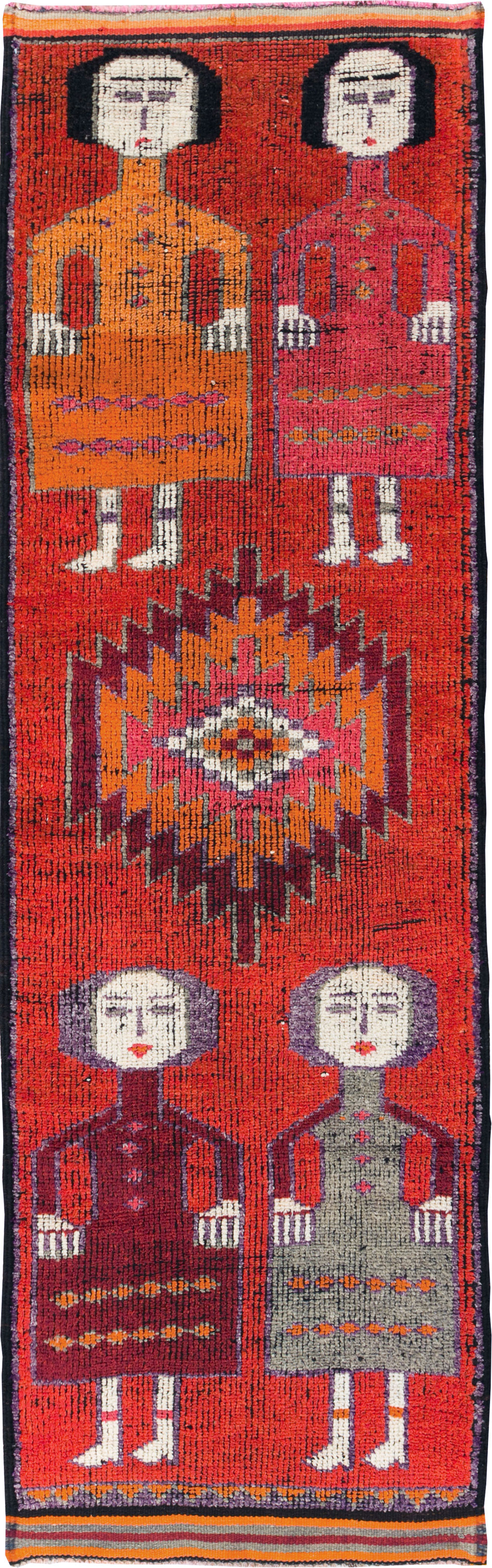 Vintage Turkish Anatolian Pictorial Runner, No.29757 - Staging