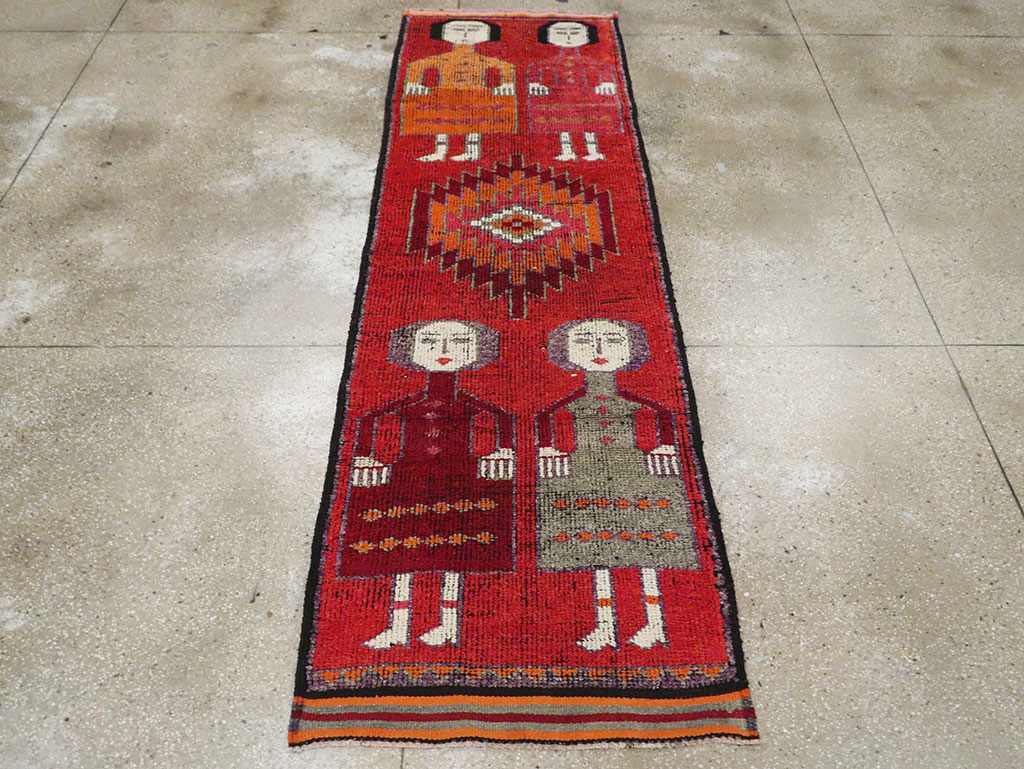 Vintage Turkish Anatolian Pictorial Runner, No.29757 - Staging