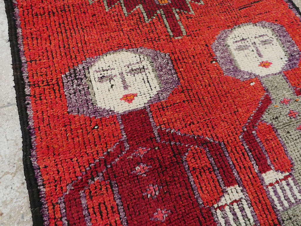 Vintage Turkish Anatolian Pictorial Runner, No.29757 - Staging