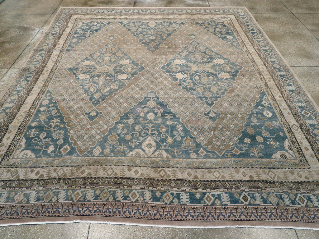 Antique East Turkestan Khotan Square Room Size Carpet, No.29762 - Staging