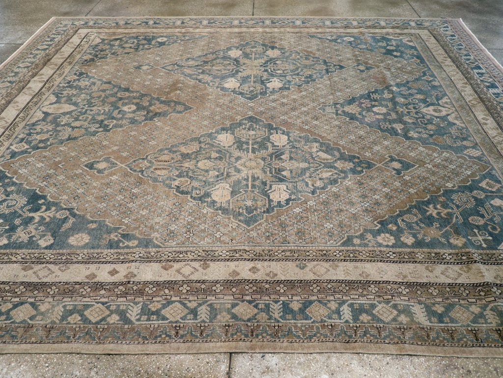 Antique East Turkestan Khotan Square Room Size Carpet, No.29762 - Staging