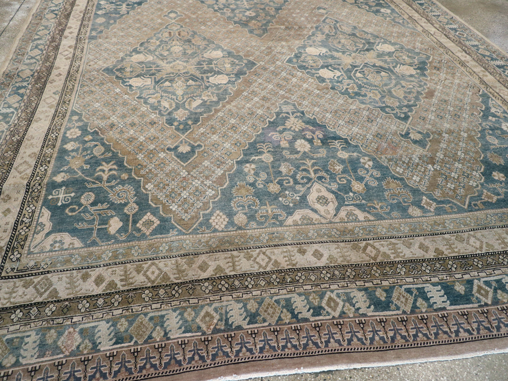 Antique East Turkestan Khotan Square Room Size Carpet, No.29762 - Staging