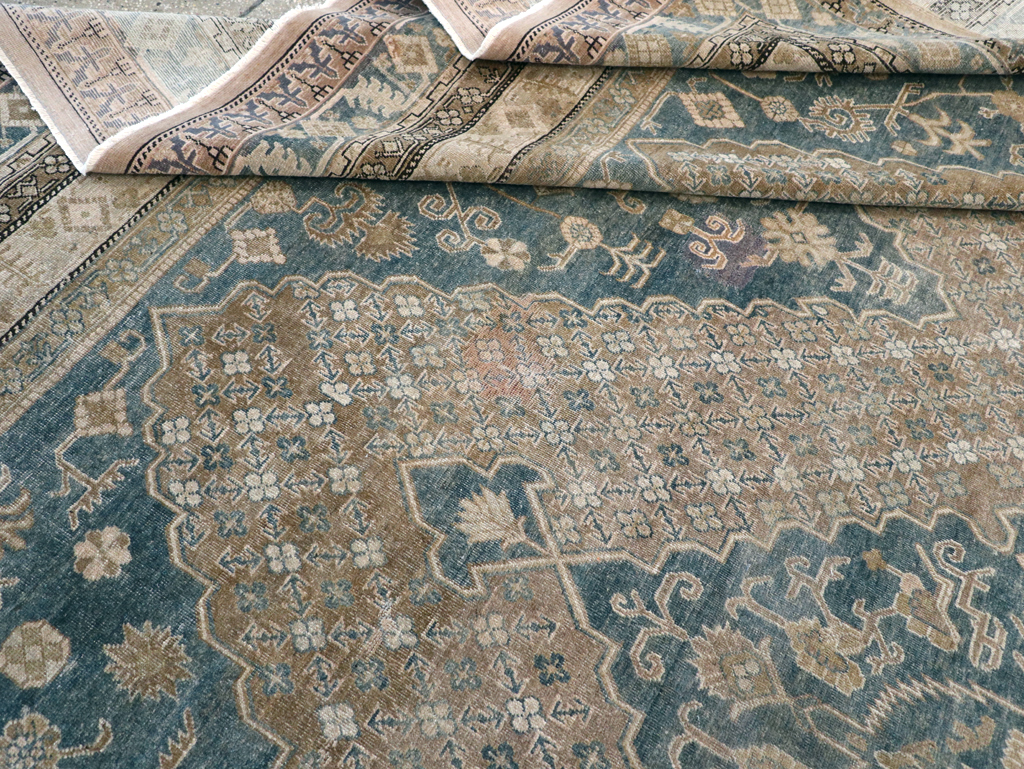 Antique East Turkestan Khotan Square Room Size Carpet, No.29762 - Staging