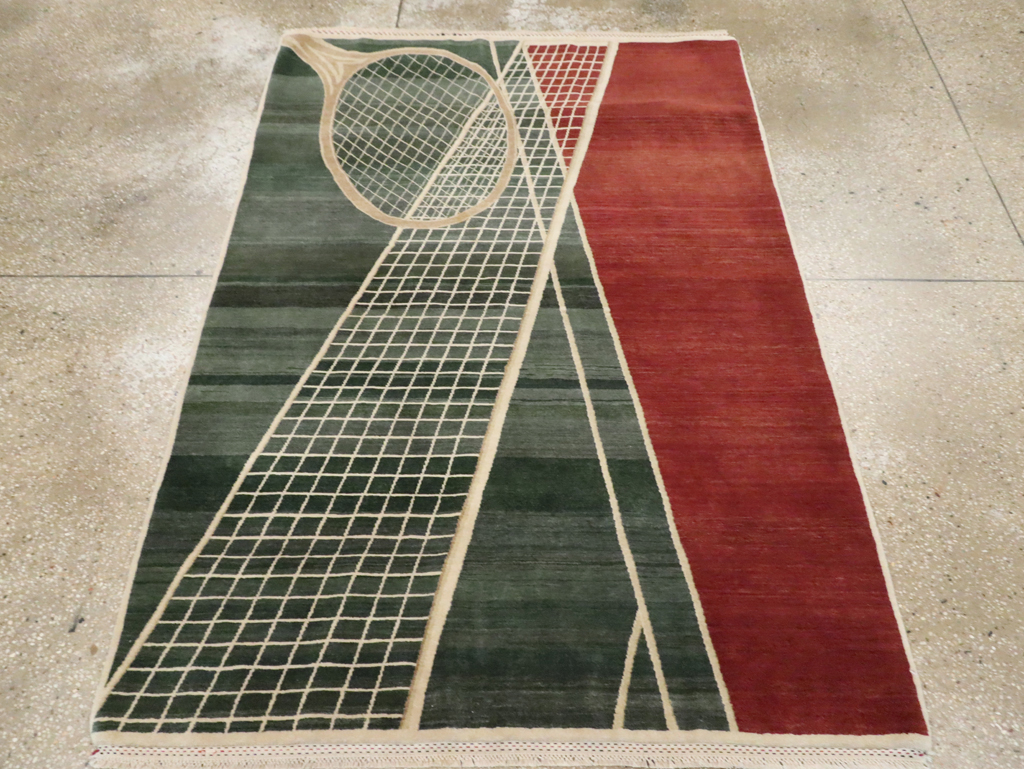 Modern Persian Tabriz Pictorial Rug (Pair: 1 of 2), No.29763 - Staging