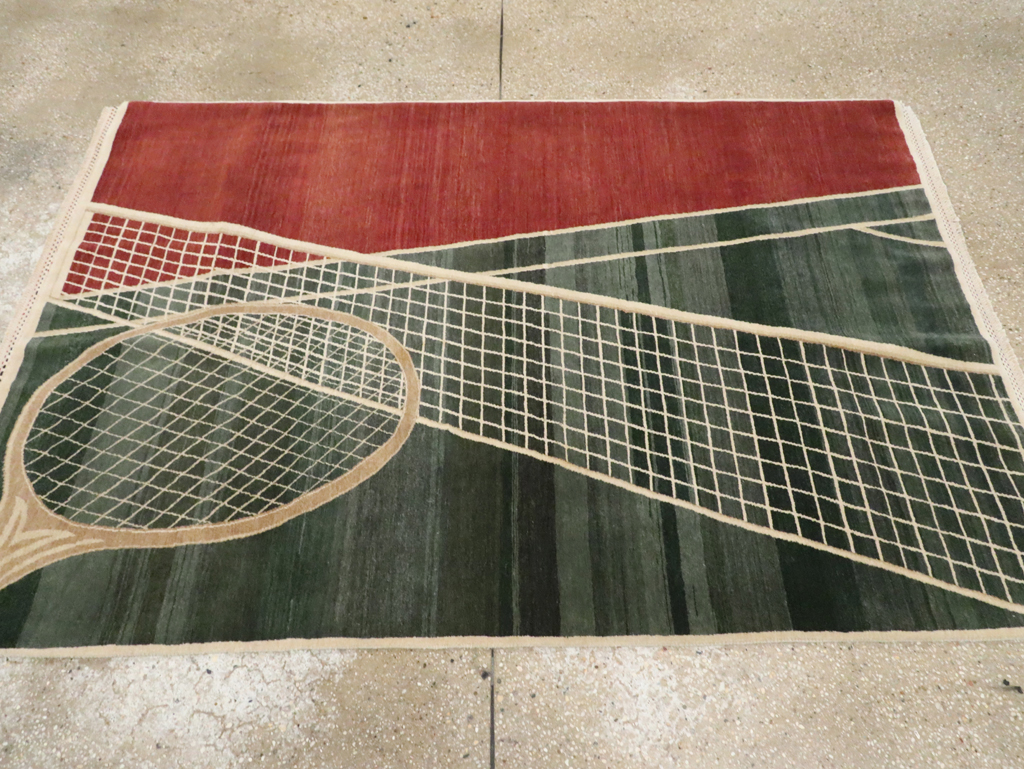 Modern Persian Tabriz Pictorial Rug (Pair: 1 of 2), No.29763 - Staging