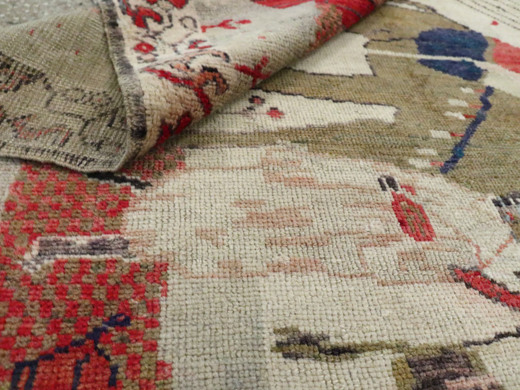 Vintage Turkish Anatolian Pictorial Throw Rug, No.29767 - Staging