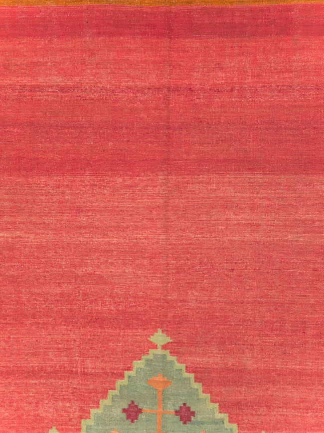 Antique Indian Flatweave Dhurrie Room Size Carpet, No.29772 - Staging