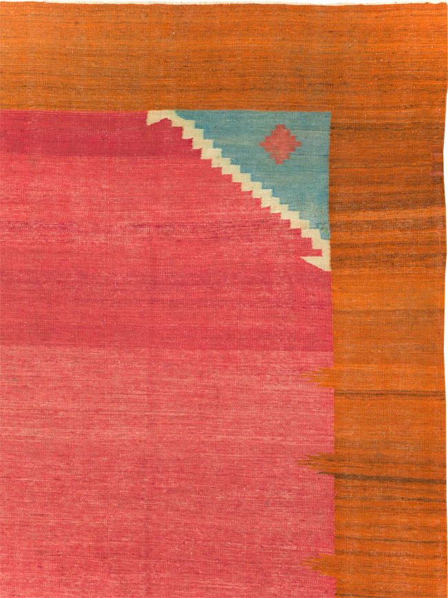 Antique Indian Flatweave Dhurrie Room Size Carpet, No.29772 - Staging