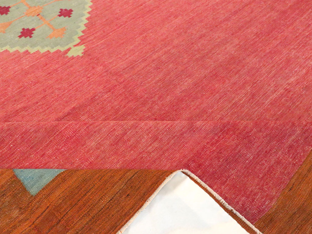 Antique Indian Flatweave Dhurrie Room Size Carpet, No.29772 - Staging