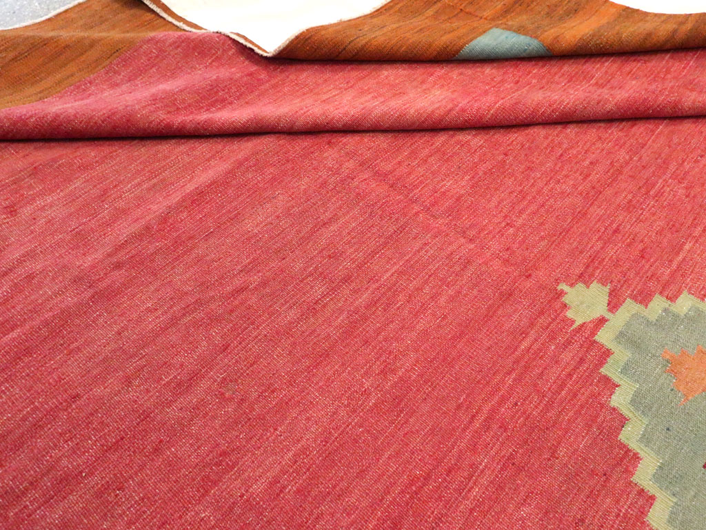 Antique Indian Flatweave Dhurrie Room Size Carpet, No.29772 - Staging