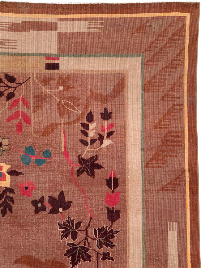 Chinese Art Deco Inspired Vintage Indian Carpet, No.29773 - Staging