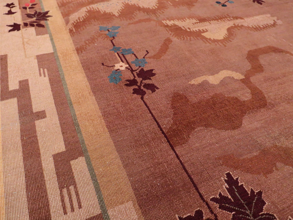 Chinese Art Deco Inspired Vintage Indian Carpet, No.29773 - Staging
