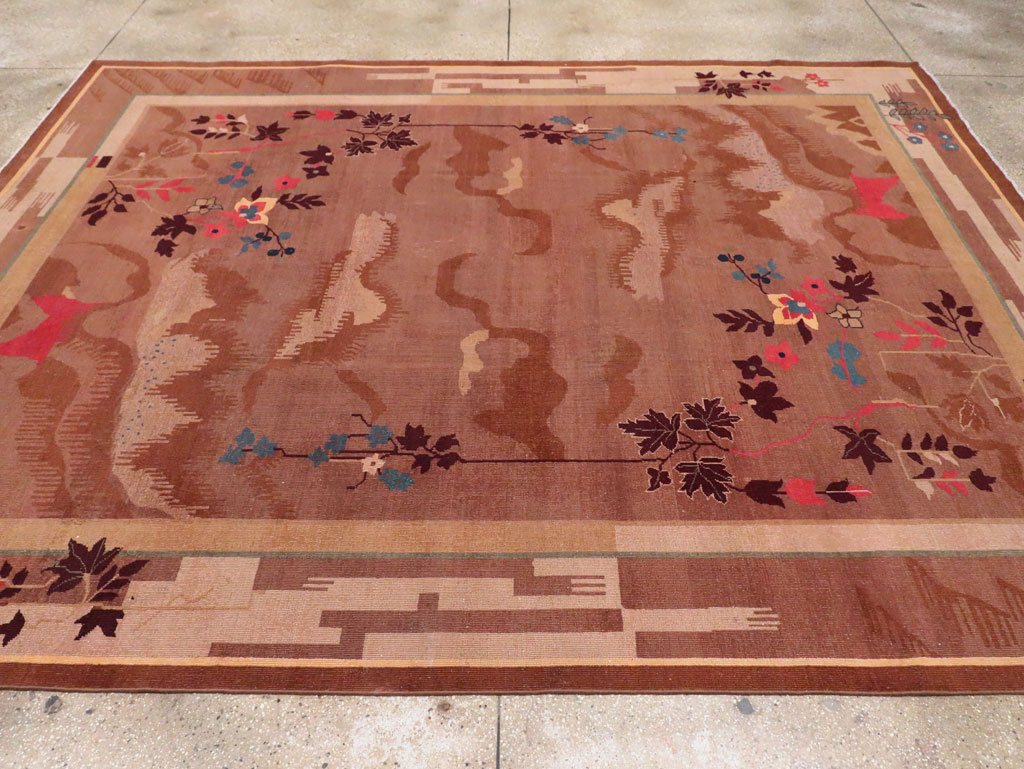 Chinese Art Deco Inspired Vintage Indian Carpet, No.29773 - Staging