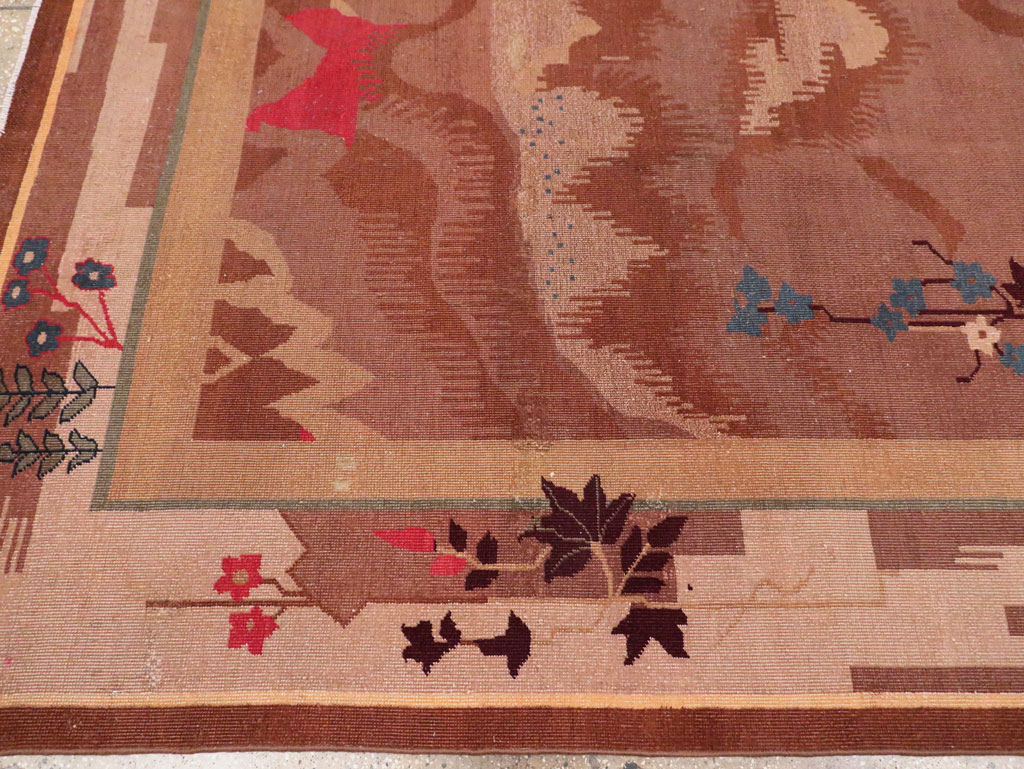 Chinese Art Deco Inspired Vintage Indian Carpet, No.29773 - Staging