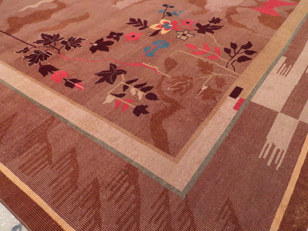 Chinese Art Deco Inspired Vintage Indian Carpet, No.29773 - Staging
