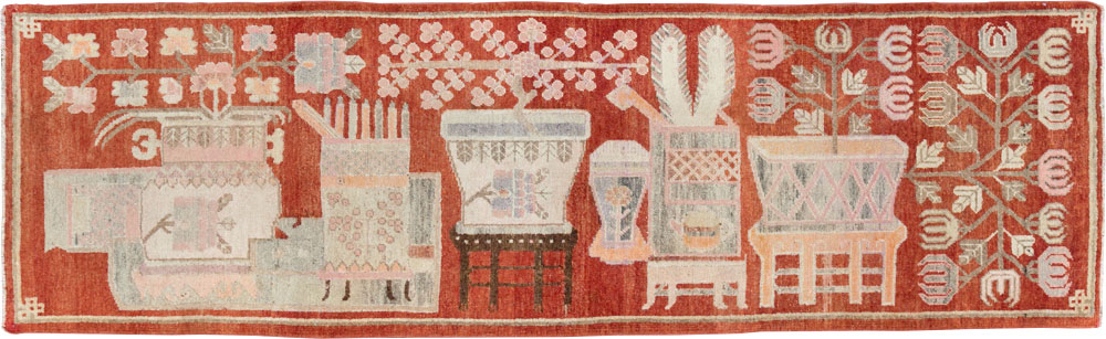 Vintage East Turkestan Pictorial Khotan Runner, No.29780 - Staging