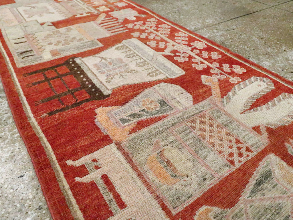 Vintage East Turkestan Pictorial Khotan Runner, No.29780 - Staging