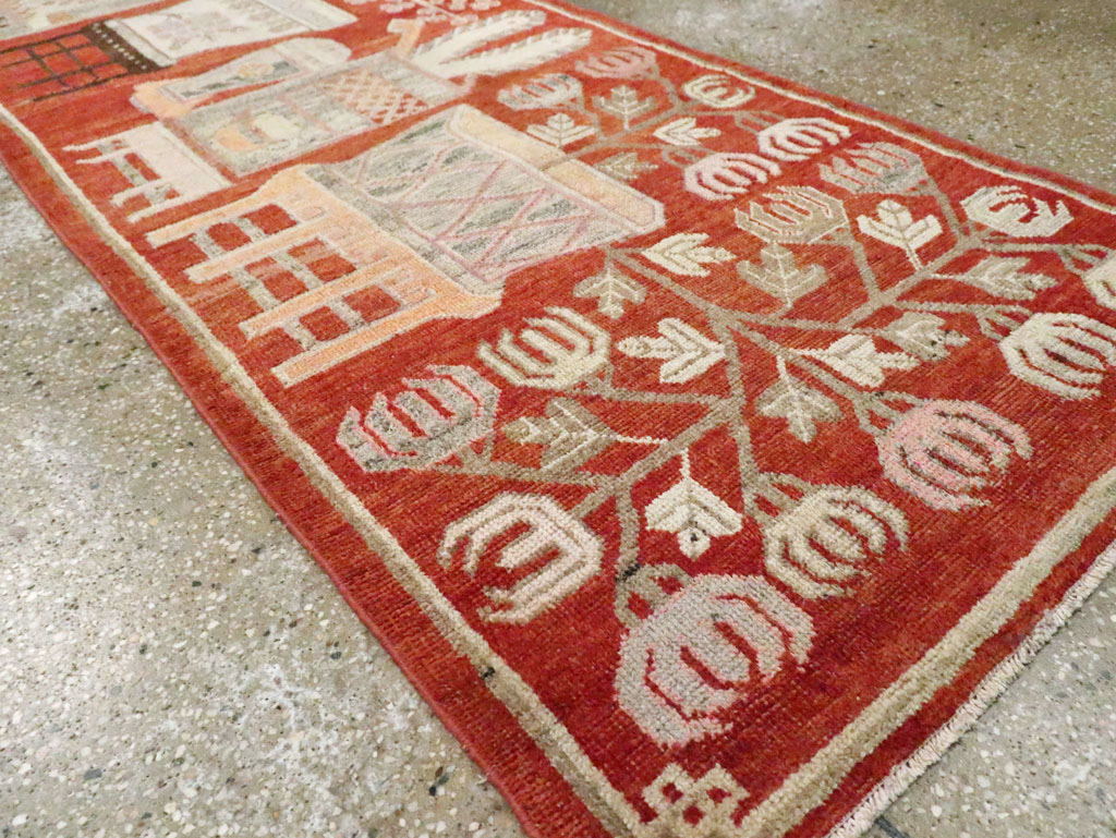 Vintage East Turkestan Pictorial Khotan Runner, No.29780 - Staging