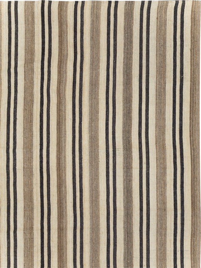 Modern Persian Flatweave Kilim Large Room Size Carpet, No.29788 - Staging