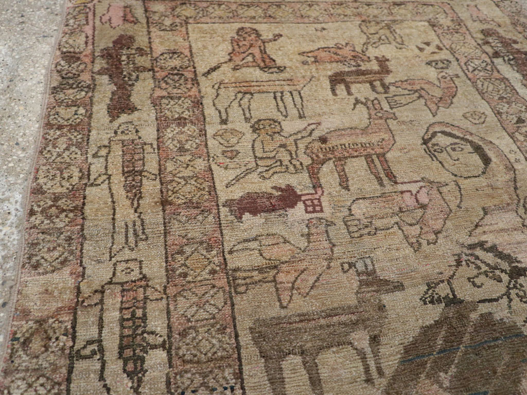 Antique Persian Malayer Pictorial Rug, No.29795 - Staging